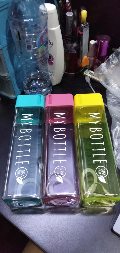 My Bottle Kotak Warna Bening Botol Minum 500ml