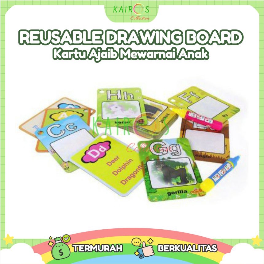 Reusable Drawing Board Water Doodle Card Kartu Mewarnai Anak Water Magic Card