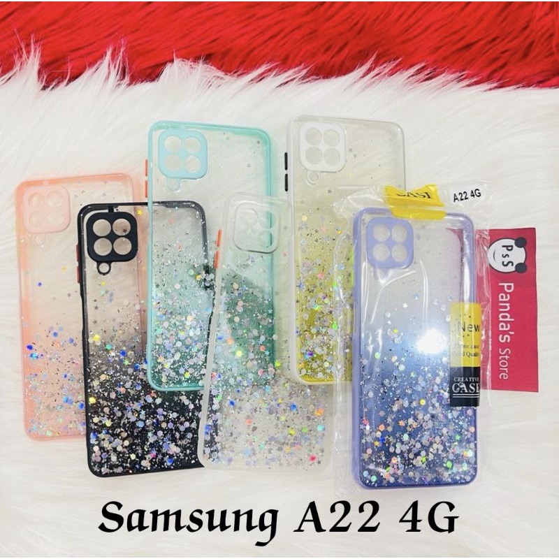 Glitter Case Samsung A22 4G Funny Color Dengan Pelindung Kamera (PsS)