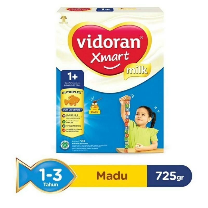 Susu vidoran xmart 1+ / 3+ madu 725 gram