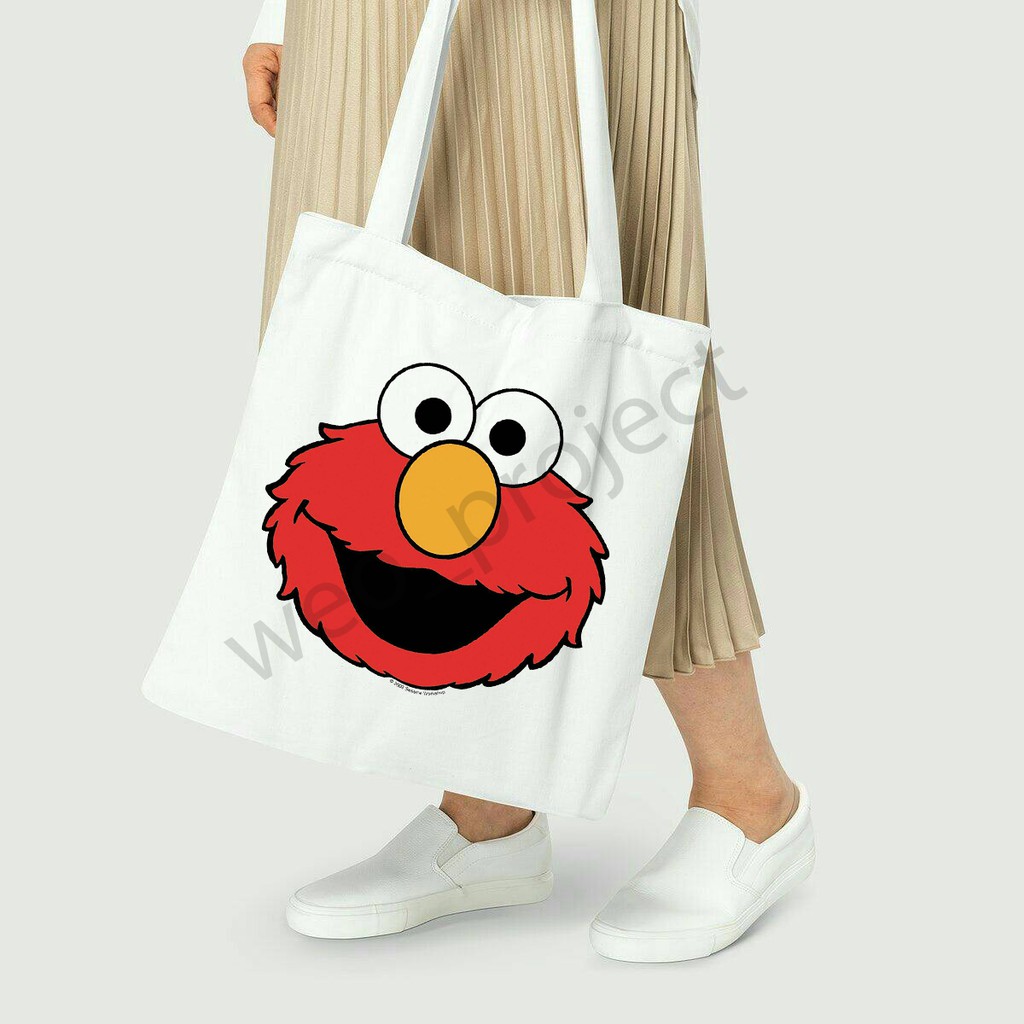 TOTE BAG KANVAS MURAH / TOTE BAG WANITA / TOTE BAG MOTIF Sesame Street Elmo