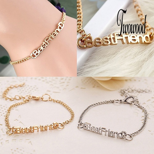 Gelang Rantai Desain Tulisan Best Friend Untuk Unisex