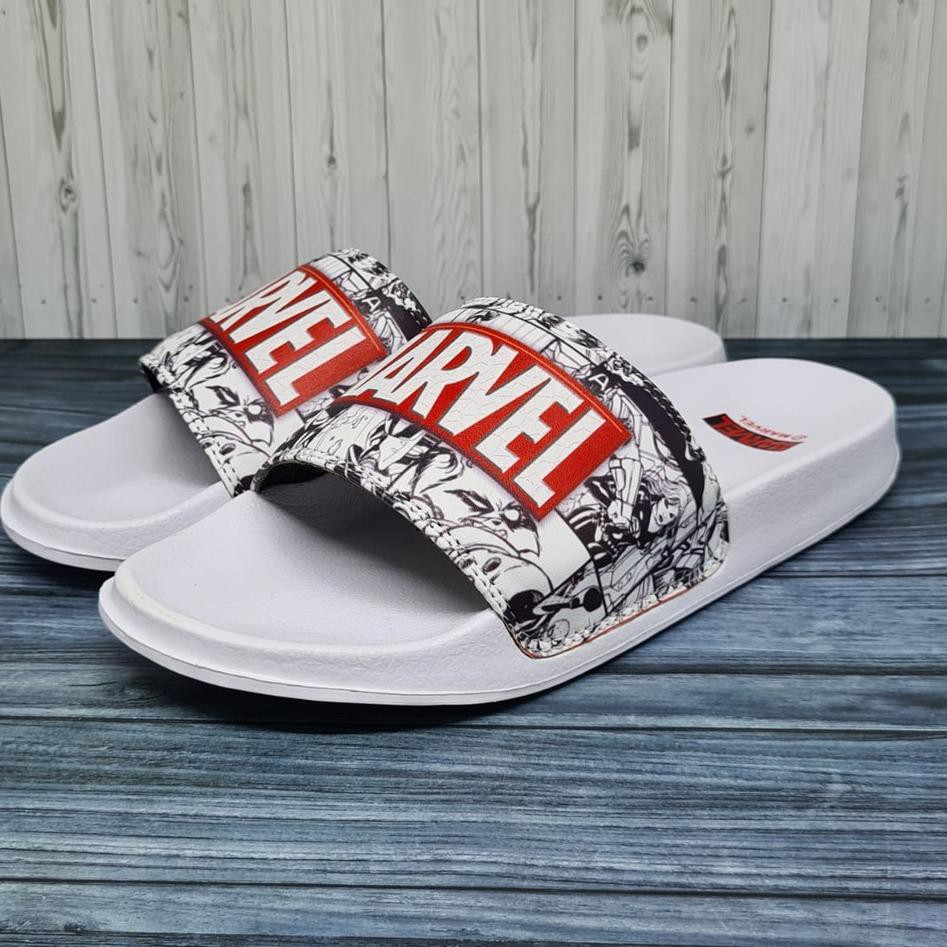 E72U Sendal Jepit Slop pria wanita Vans Comic Logo  MerahPutih Sandal Selop  Paper Bag Ter HYG