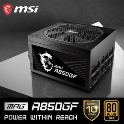 Power supply gaming msi mpg 850 watt 80+ 80 plus gold 140mm fan full modular a850gf - Psu 850w a850-gf