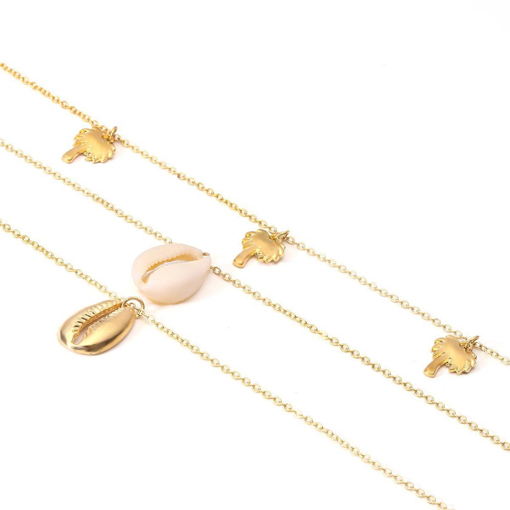 Lily Multilayer Shell Kalung Fashion Emas Perak Rantai Choker Perhiasan Pantai