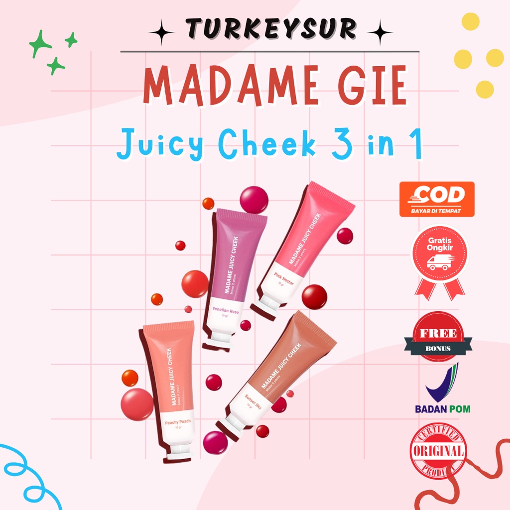 Madame Gie Juicy Cheek 3 In 1 - Make Up Blush On Cream Madame Gie
