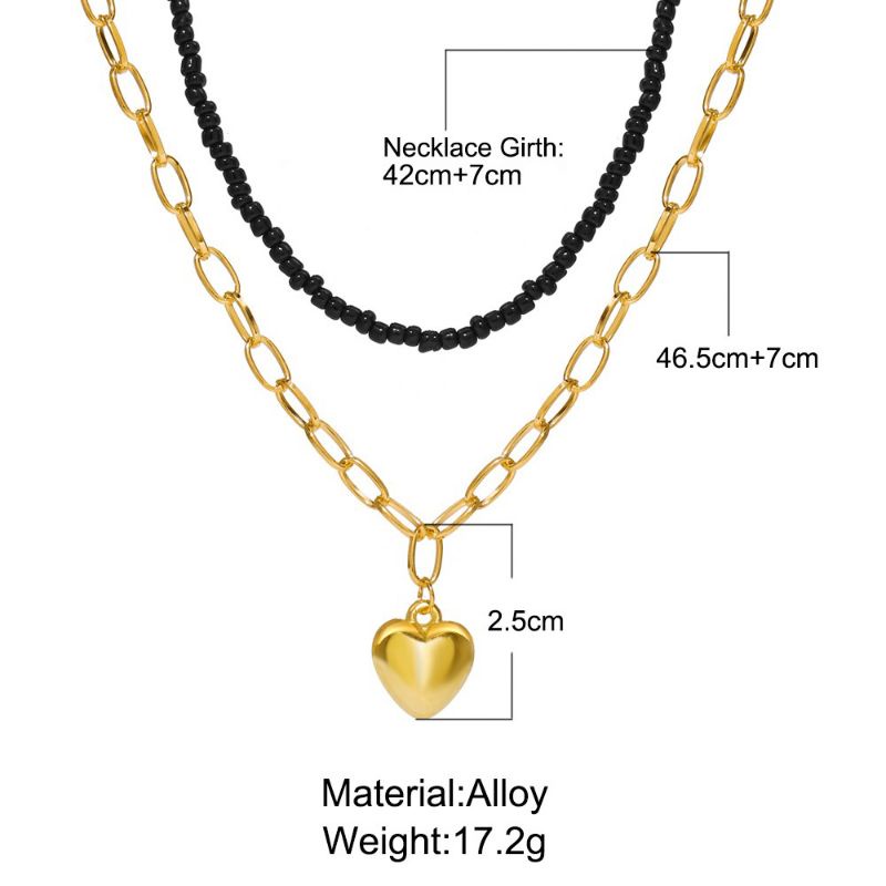 Kalung 2 Lapis Kalung Manik Manik Necklace Liontin Love