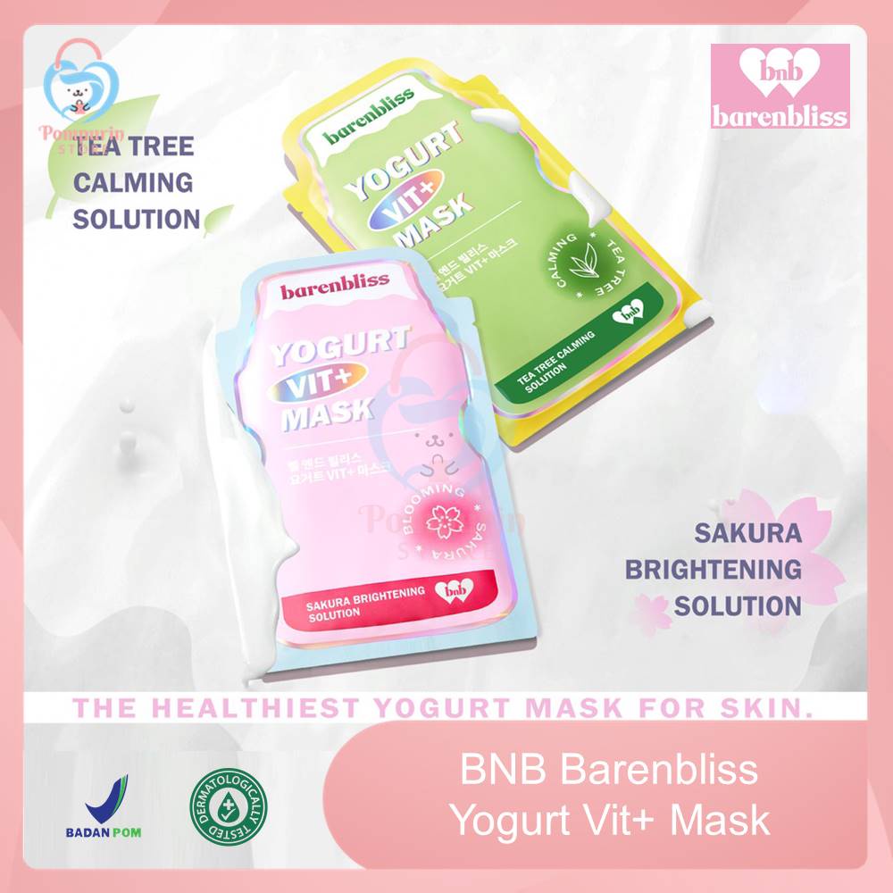 BNB Barenbliss Yogurt Vit+ Mask Sakura (Brightening Solution) / Mask Tea Tree (Calming Solution) - S