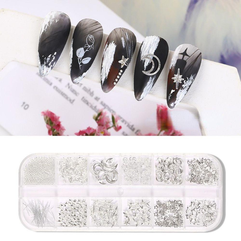 Augustina Nail Art Charms 3D Metal Alloy Hollow Salon Kuku Rivet DIY Bahan Kuku Wanita Perhiasan Kuku