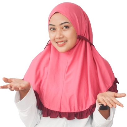 Hijab Bergo Anak Kaos Tanggung Usia 5-10 tahun/Hijab Anak Bergo Tali Kombinasi Rufle