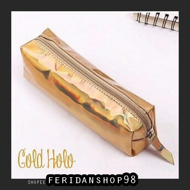 

BT964 TEMPAT PENSIL BEST PENCIL CASE MAKEUP LASER TAS KOSMETIK HOLOGRAM PVC - EMAS BY FERIDANSHOP98