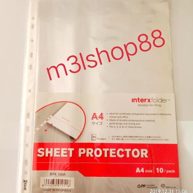 plastik pp pocket a4 merk inter x folder