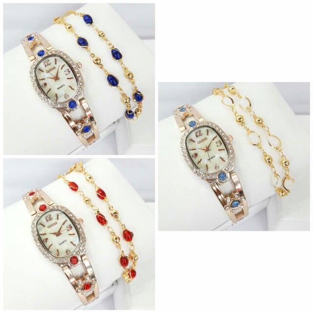Jam tangan wanita guess set Gelang paket