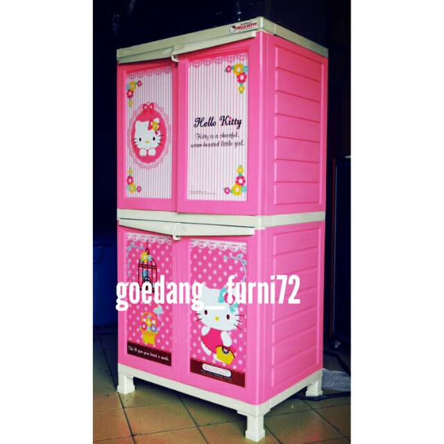  Lemari Plastik Hello Kitty 3 Pintu  LEMARILA