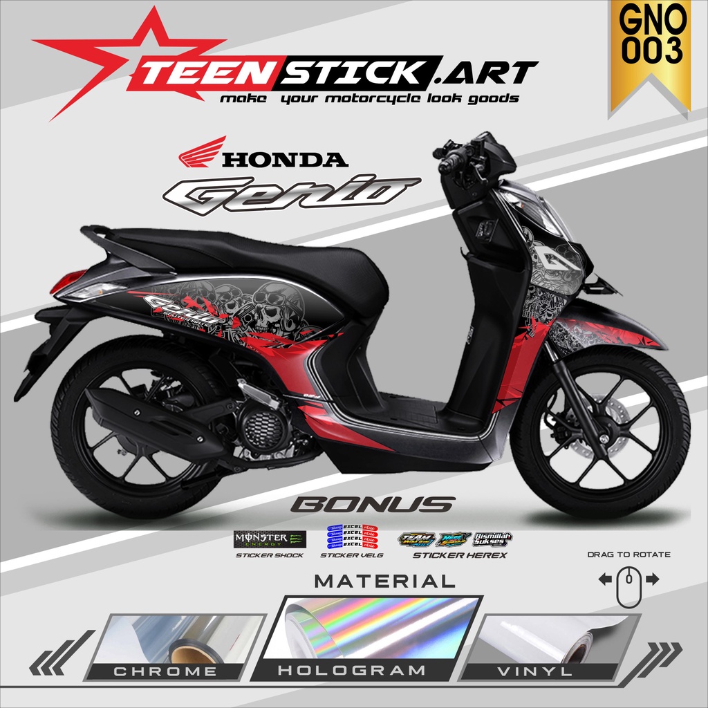 STRIPING GENIO- STRIPING VARIASI HOLOGRAM HONDA GENIO TENGKORAK TN 003