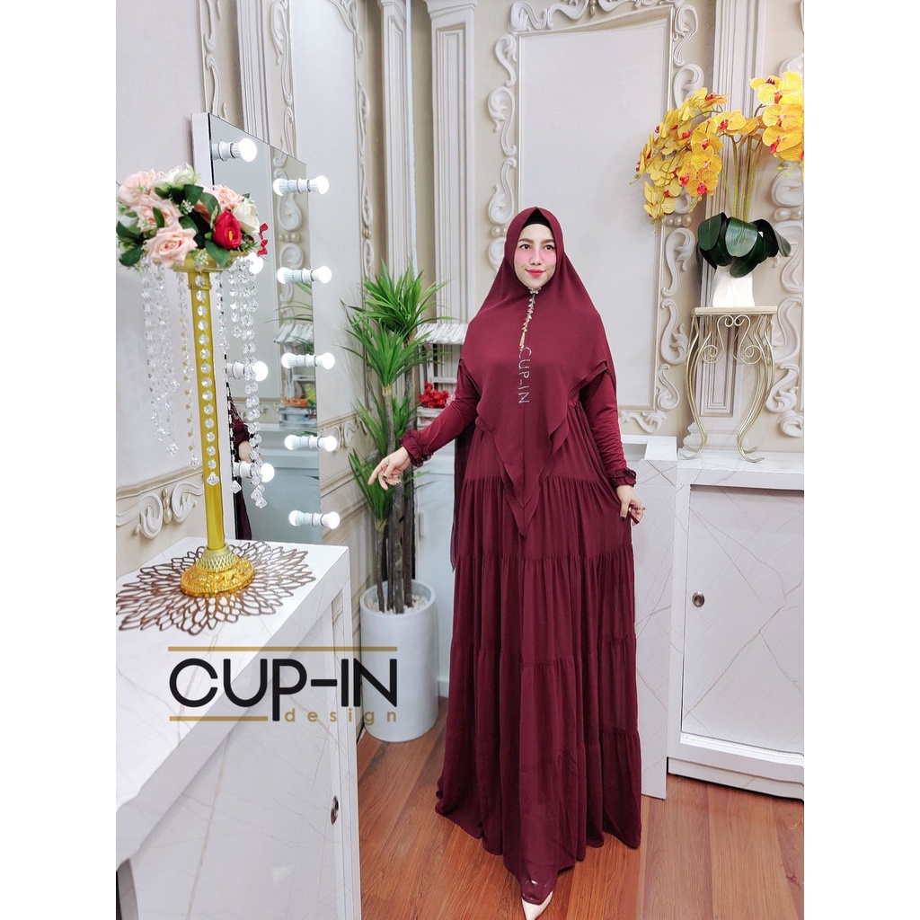 Maysyara Syari By Cup In Design ORI Gamis Syar'i Original Kekinian Terlaris Termurah Bestseller Best