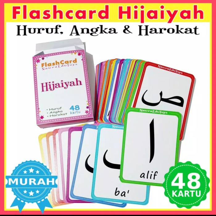 Flashcard anak huruf hijaiyah murah, kartu belajar huruf hijayah