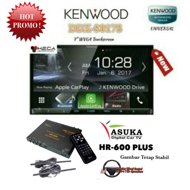 PAKET Kenwood DDX-9017S Head Unit Double Din Tape Mobil For Toyota & ASUKA HR-600 TV Tuner Digital