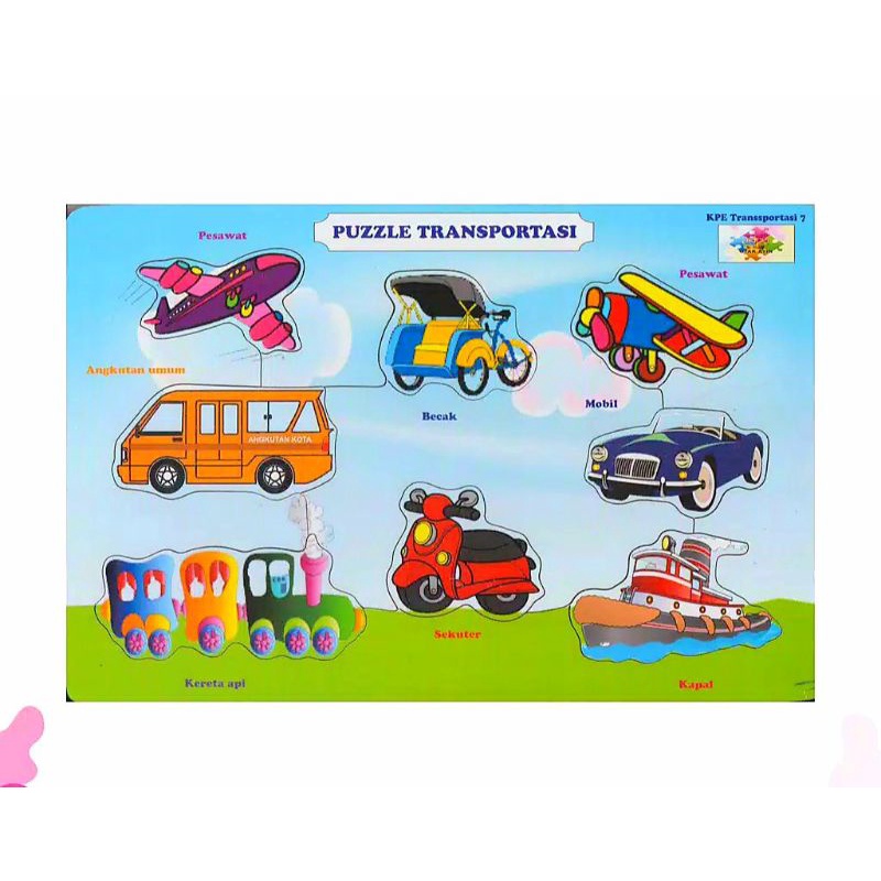 Mainan Anak Edukasi Puzzel kayu transportasi Kado ultah mainan anak perempuan laki 2 3 4 5 tahun