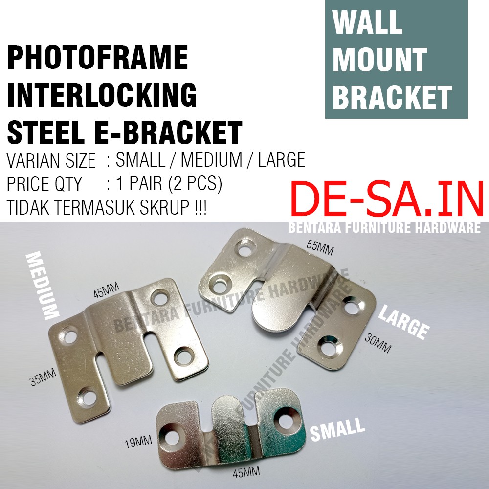 2 x BRAKET E Cantolan Bingkai Foto Figura Gantung - E Bracket Wall Flush Mount Photo Frame Plat