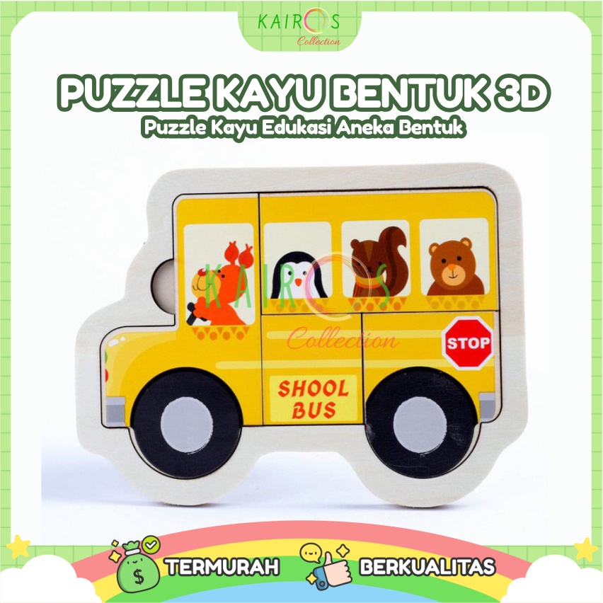 Puzzle Anak Belajar Edukasi Kayu Bentuk Aneka Karakter