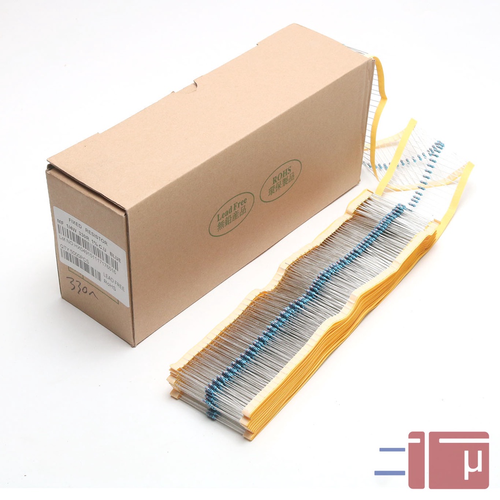 x10 Resistor 330R 330 Ohm 1/4W Metal Film 1% Taiwan Kaki Tembaga