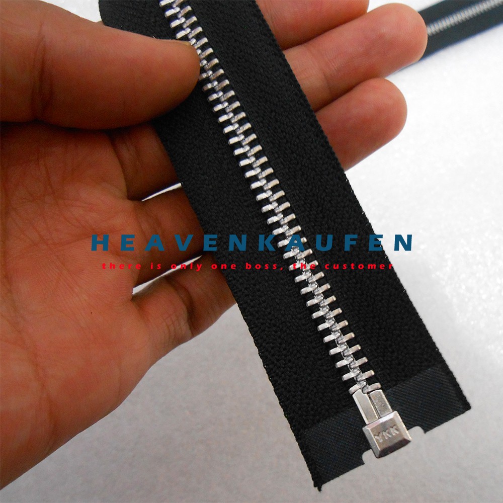 Resleting YKK 100 cm/1 meter Hitam Silver Bolak-Balik