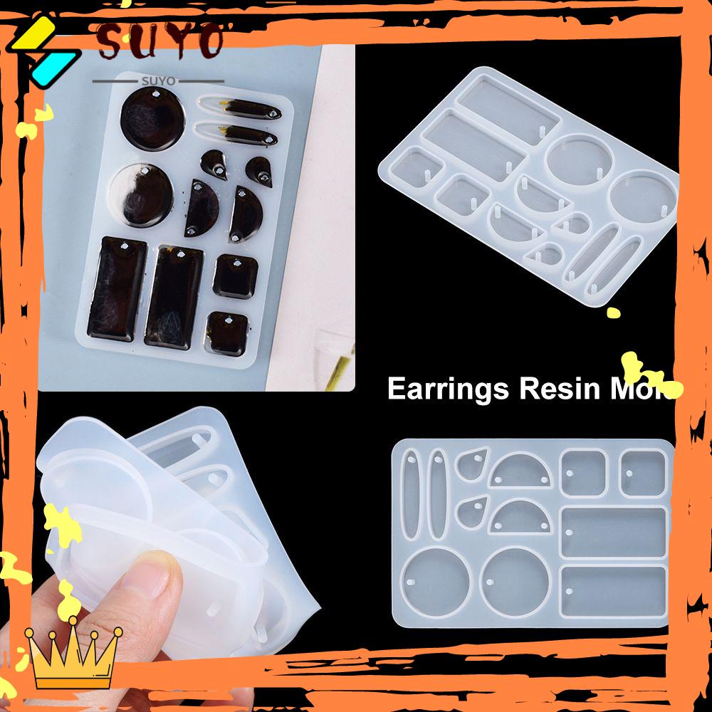 SUYOU DIY Earrings Resin Mold Dropping Glue Jewelry Making Ear Pendant Molds Keychain Necklace Transparent Resin Crafts Handmade Silicone Mould
