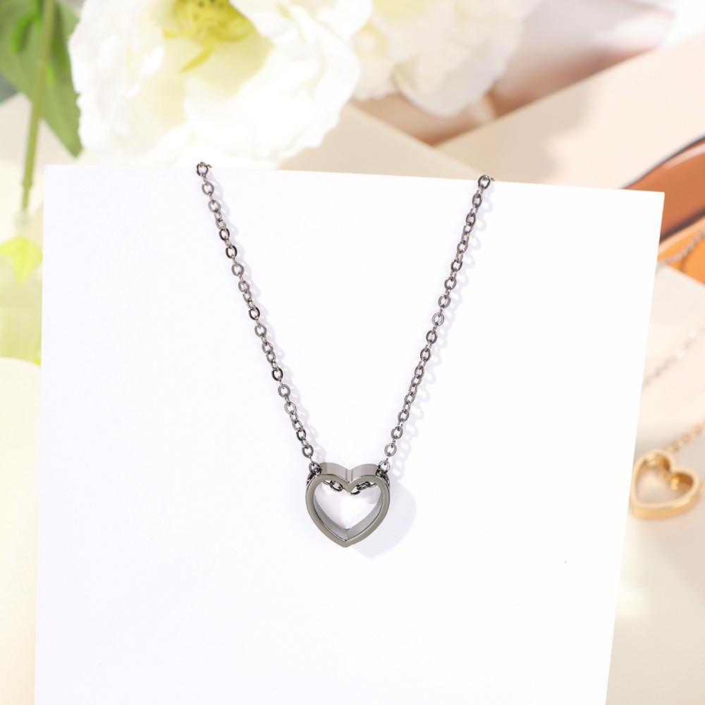 Lily Heart Pendant Aksesoris Wanita Choker Rantai Stainless Steel