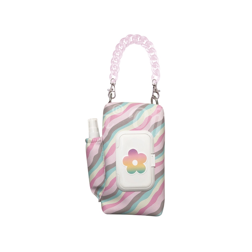 Shifra Pouch Tissue 3 in 1 Tutup Tissue Kering Tissue Basah Sanitizer Gambar Pattern Rantai Unik