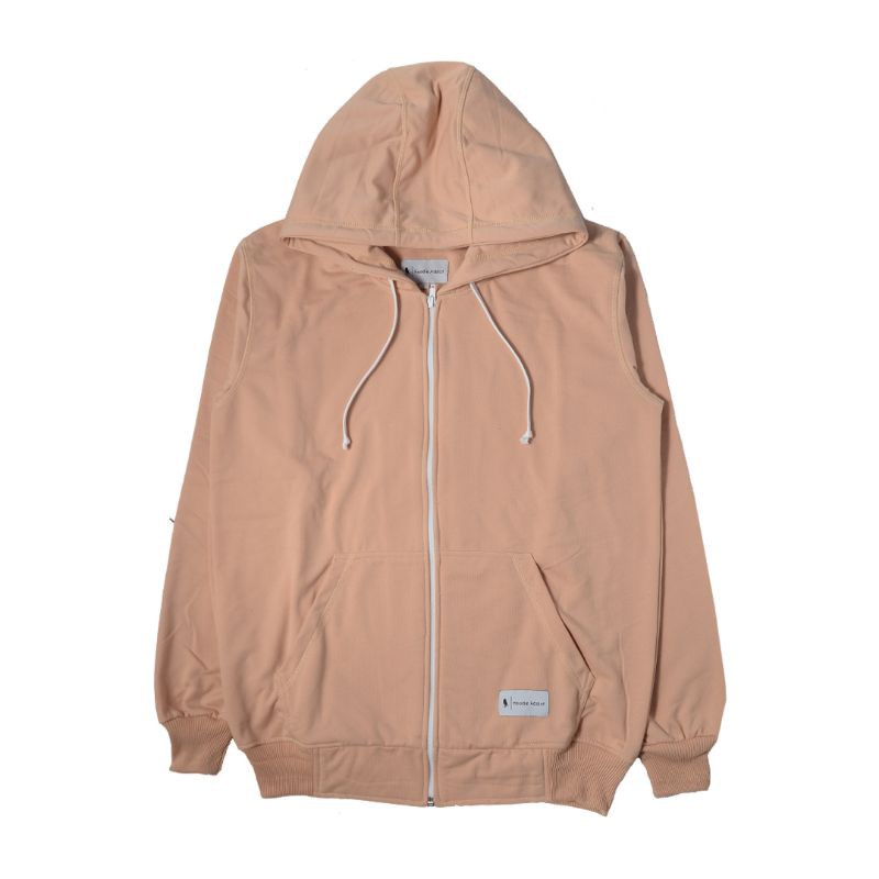 	 Hoodie Addict - Zipper Hoodie Dewasa Polos Krem	