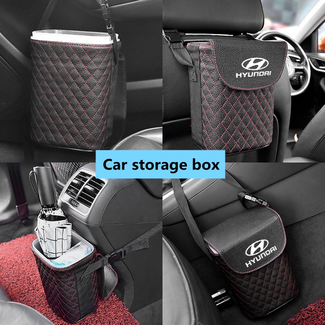 (G-CLUB) Tempat Sampah Bahan Kulit Tahan Air Untuk Mobil Hyundai Motor