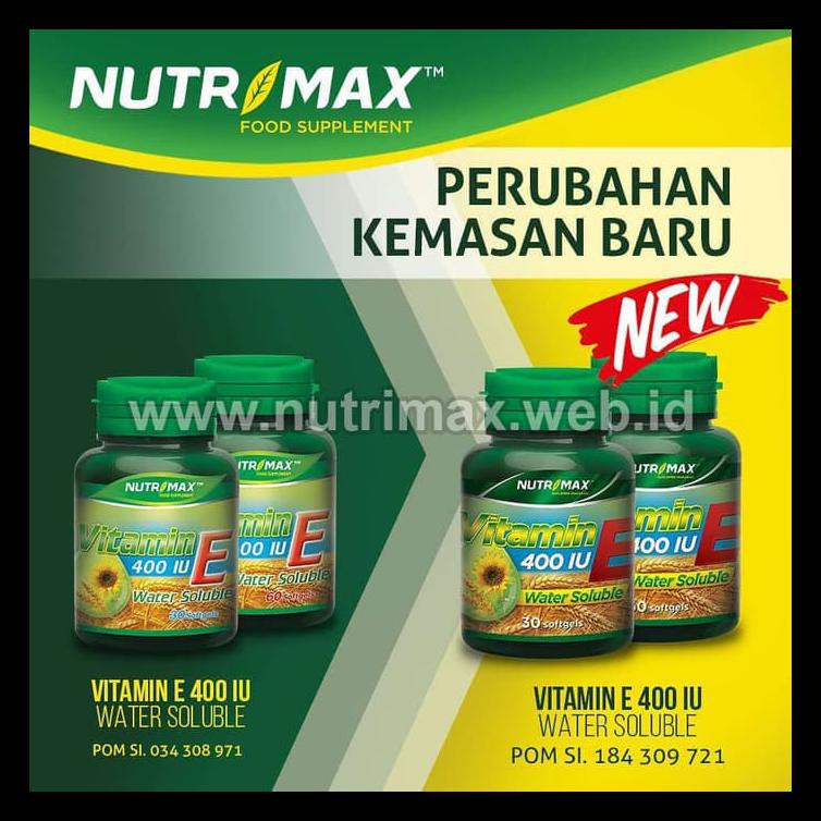 Nutrimax Vitamin E 400 Iu Water Soluble Isi 30 Antioksidan Kulit 400iu Termurah