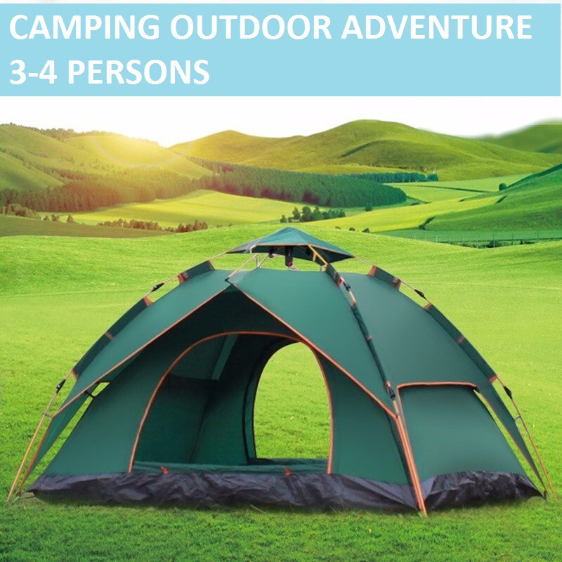 Tenda Kemah Camping Outdoor Adventure 3-4 Orang - ZK50 - Green / Tenda Camping / Kemah