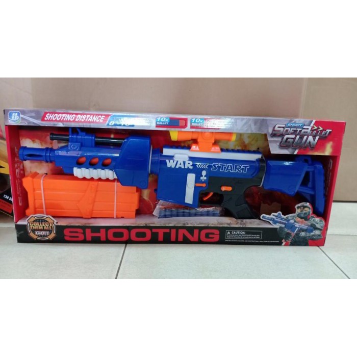 Senapan peluru busa soft bullets sniper gun model SGUN NERF biru