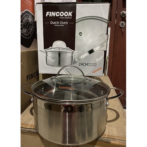 FINCOOK Panci Stainless Steel Dutch Oven Penutup Kaca Professional 24Cm DO 2405SSGL