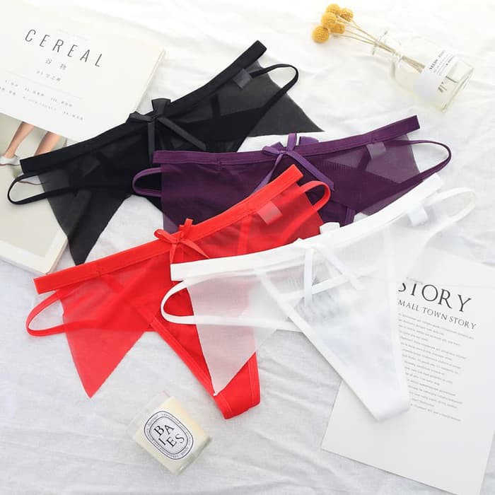 Gstring CD Wanita celana dalam sexy Transparan Lingerie thong C153 - Merah, FREE