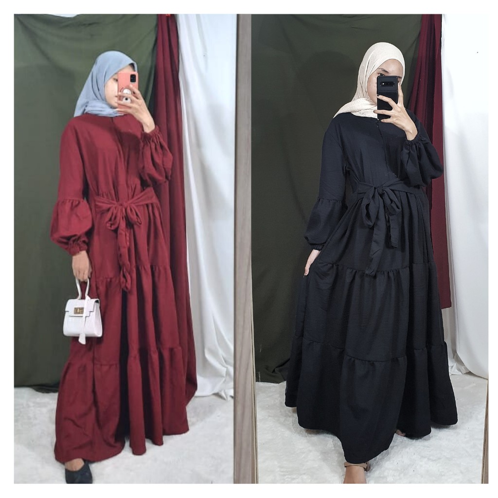 Gamis Wanita BUSUI Lengan Panjang Fashion Muslim Syifha Fit  L-XL Lingkar Dada 105cm Panjang 135cm