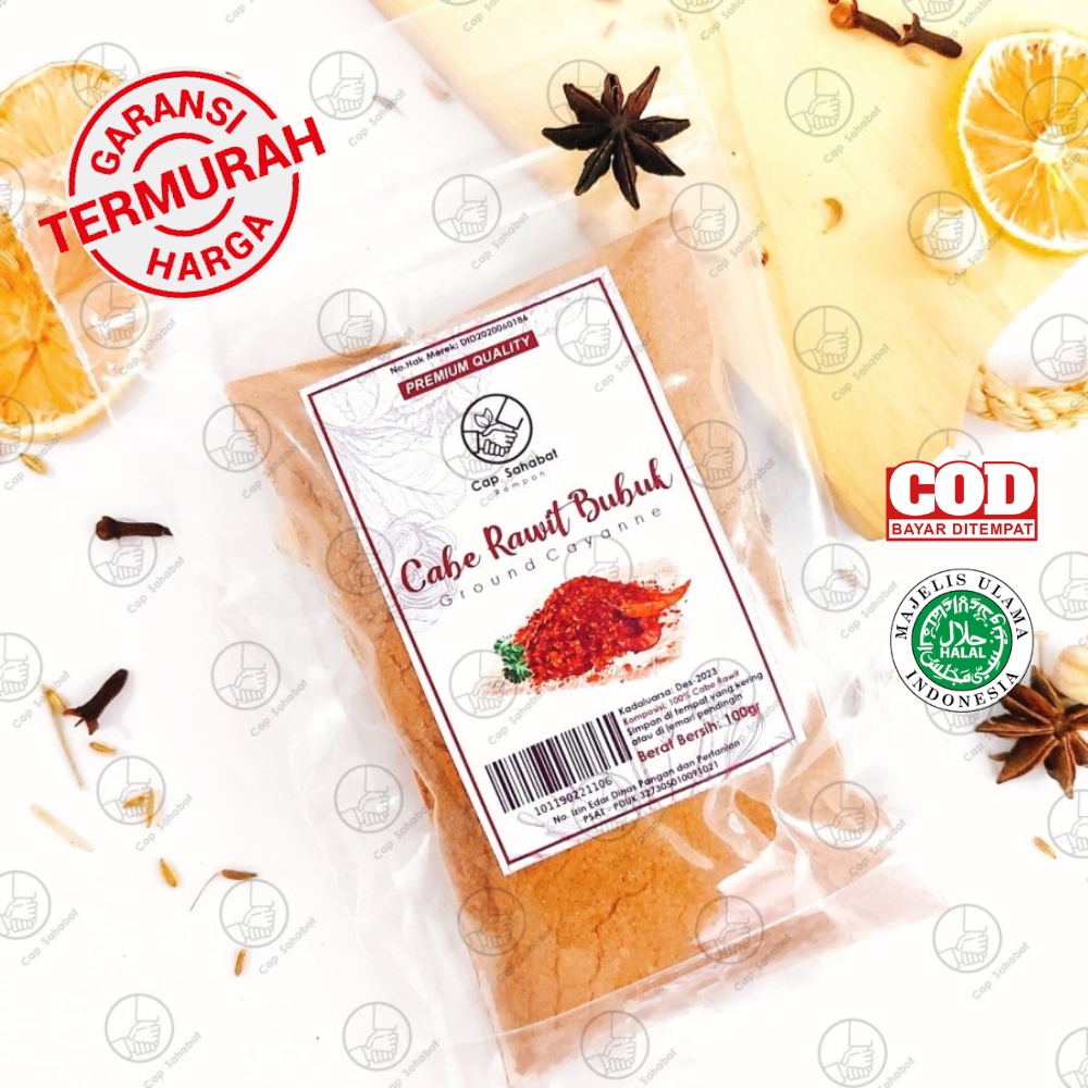 Cabe Rawit Bubuk Asli 100gr / Bubuk Cabe Rawit Murni 100% / Ground Cayanne / JSR Rempah Kualitas Premium