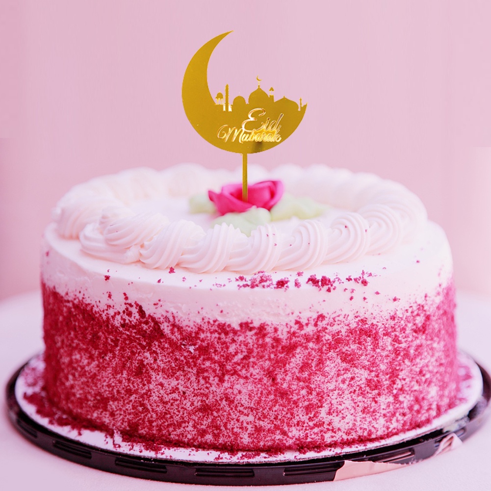 Topper Kue Desain Eid Mubarak Untuk Dekorasi Pesta Festival Ramadhan