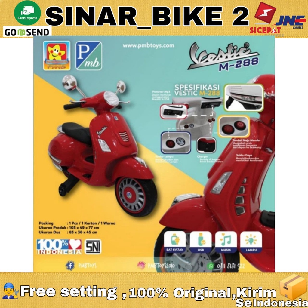 Mainan Anak Motoran Aki Vespa PMB M-288