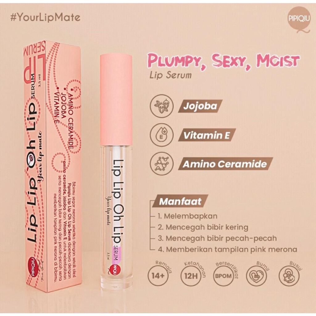 Pipiqiu Lip Lip Oh Lip Serum 3.5ml (PLS) Melembabkan Bibir