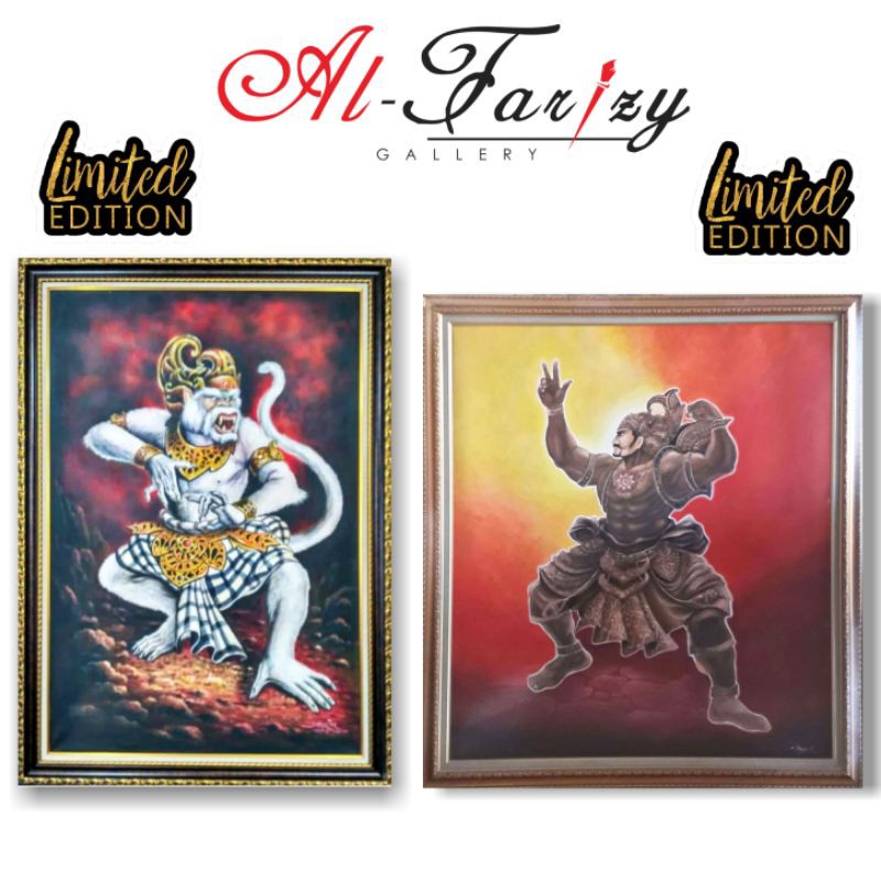 Lukisan Wayang Hanoman GatotKaca 3D Minimalis Unik ukuran 100x150 cm &amp; 110&amp;125cm