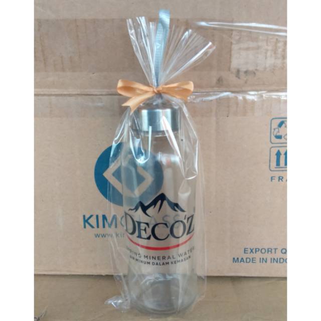 Souvenir Tumbler kaca sablon custom botol minum kaca sablon kemasan plastik
