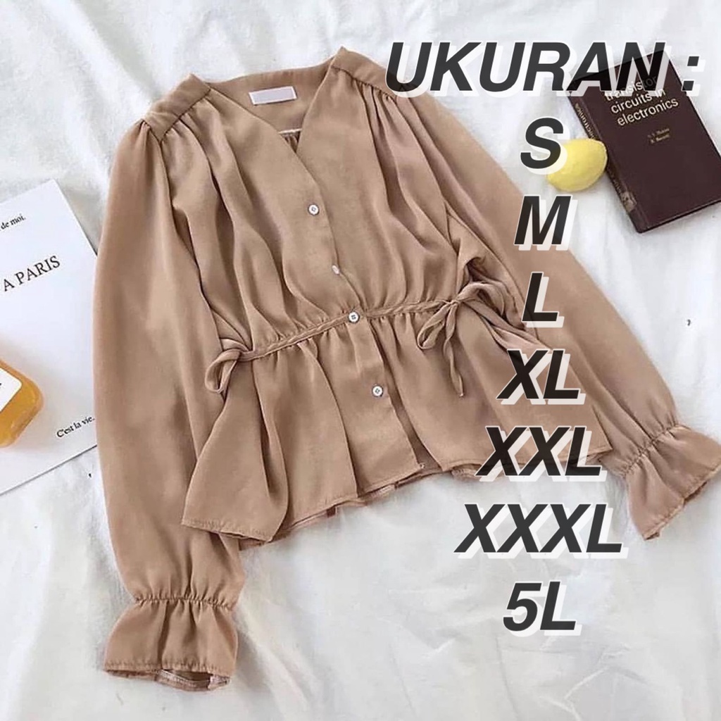 Atasan Wanita Lengan Panjang Kekinian Korean Style Baju Atasan Wanita Hijab Blus Wanita Lengan Panja