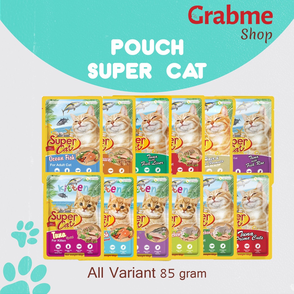 Makanan Kucing basah murah Super Cat pouch All Variant 85 gr