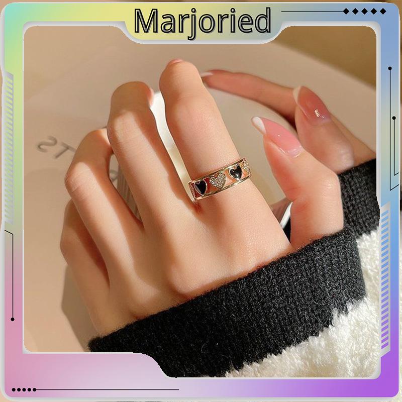 Cincin Ringan Mewah Hollow Keluar Berlian Imitasi Cinta Chic Advanced Adjustable Cincin Wanita-MJD