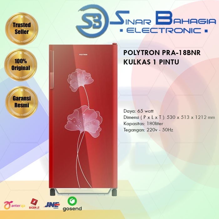 POLYTRON PRA-18BNR KULKAS 1 PINTU (KHUSUS BANDUNG)