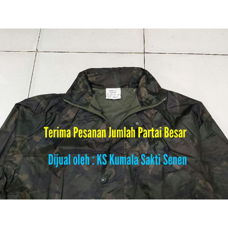 Jas Hujan Setelan Loreng TNI Target Asli |Baju Jas Hujan|Raincoat Target|Kaos Kaki PDH PDL Loreng Target|Payung Loreng Target