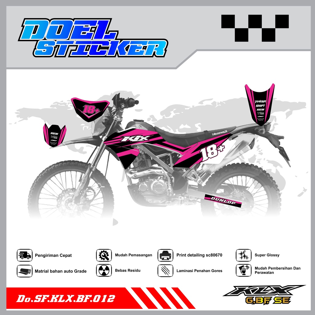 Sticker Striping Honda KLX 150 G , BF , SE Lama List Variasi Hologram , Crome Doel 012